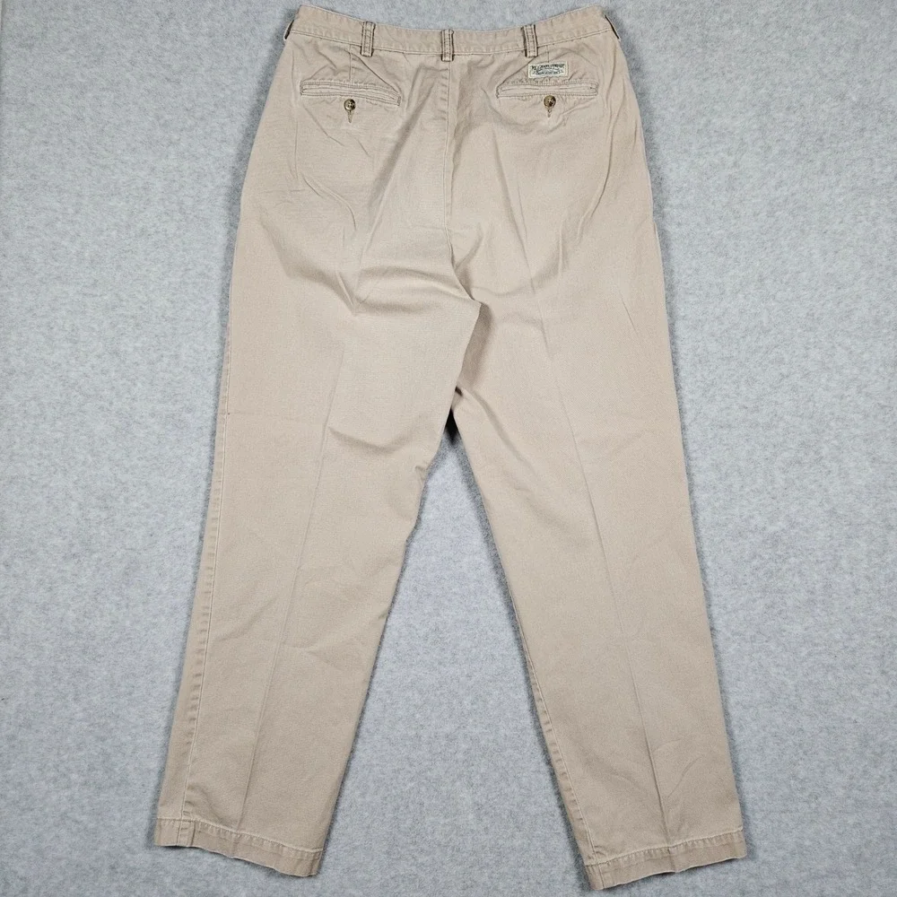 Vintage Polo Jeans Company Mens 36x32 Tan Pants Chino Pleated Khaki (Fits 34x31)